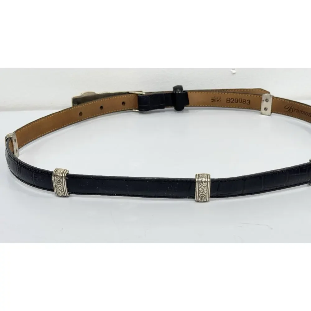 Brighton Black Croc Embossed Leather Belt Silver Buckle B20083 Size M L 32 - Picture 4 of 4